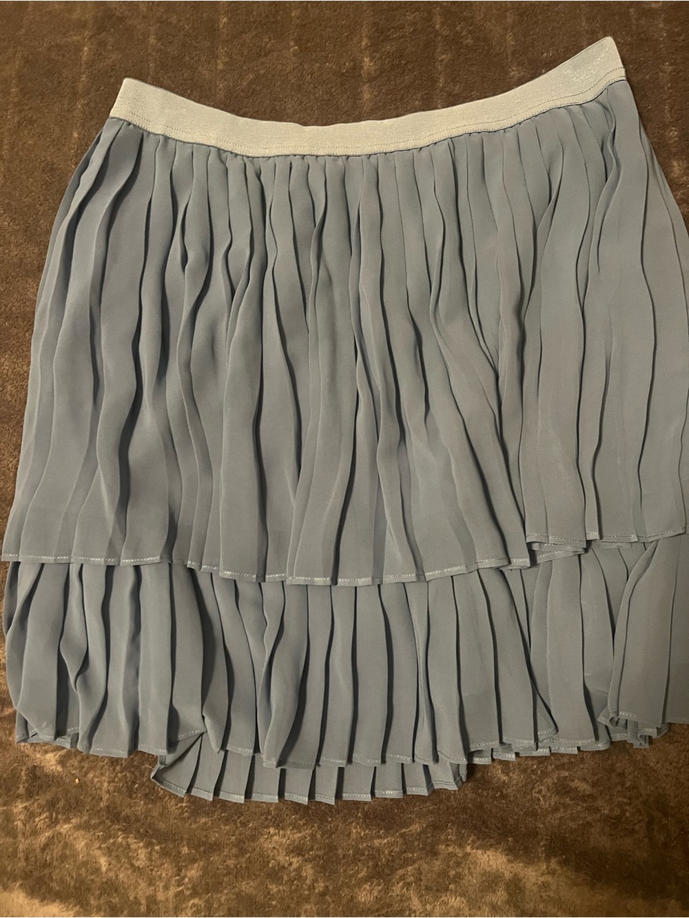LC Lauren Conrad Slate Blue Tiered Pleated Mini Skirt